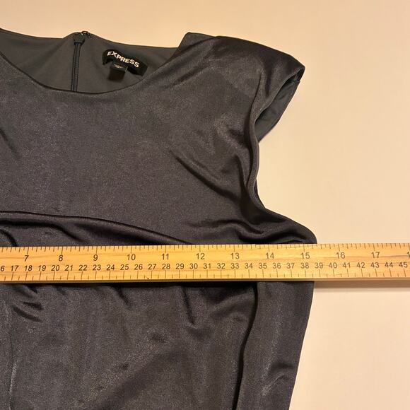 Express Metallic Silver Gray Sleeveless Wrap Regency Dress Size M Classic Sleek - Picture 8 of 12